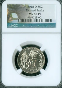 2018 D PICTURED ROCKS QUARTER NGC MS66 PL POP 5 RARE . - Picture 1 of 2