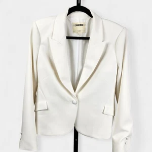 L'AGENCE Jennah Cropped Blazer Women's 10 Ivory Peak Lapel MSRP $675 1664PMB - Picture 1 of 14