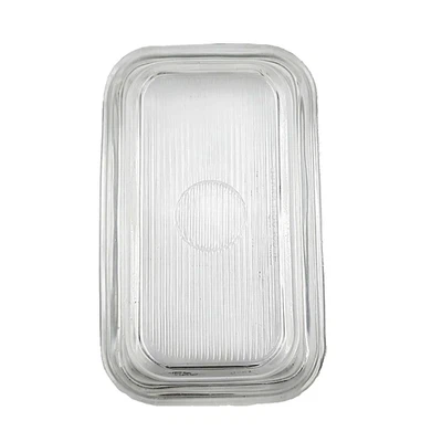 Arcoroc France Glass Refrigerator Butter Dish Lid Only Clear Ribbed 6.5in - Image 1 of 4