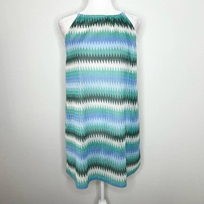 New C&C California Womens Blue Green Chevron Swim Coverup Size L Pockets NWT - Image 1 of 4