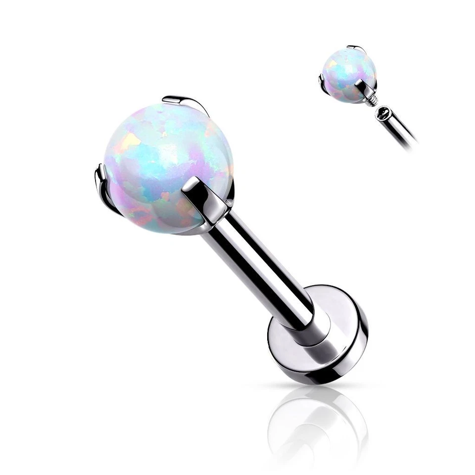 Piercing Labret Ohr Silber Opalite Weiß - Bild 1 von 1
