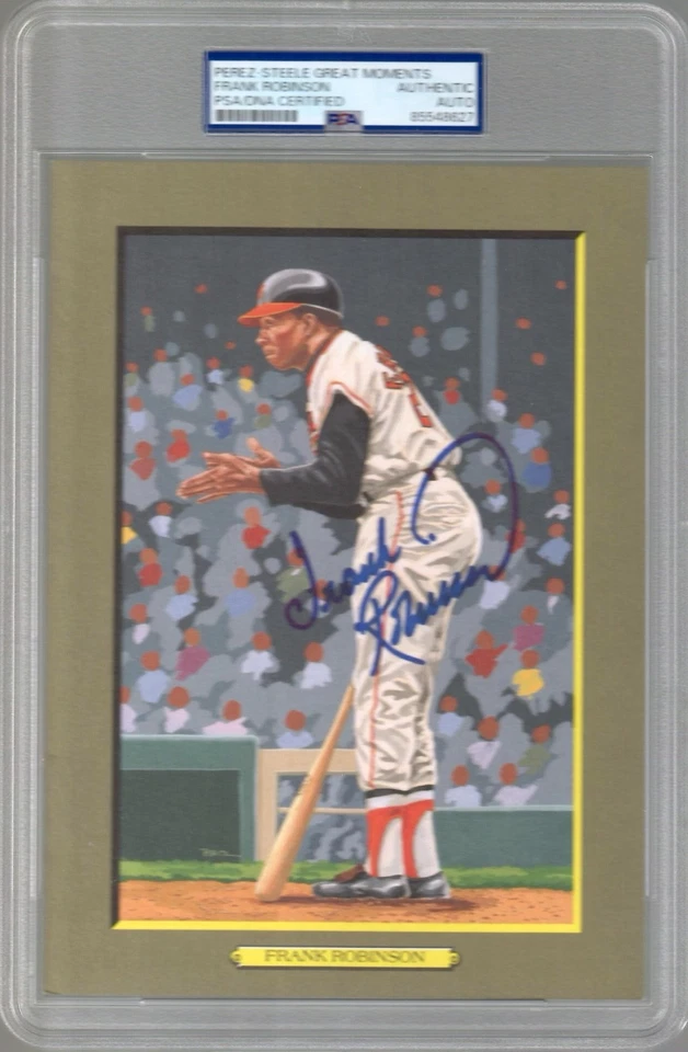 FRANK ROBINSON AUTOGRAPHED PEREZ STEELE GREATEST MOMENTS CARD        PSA SLABBED - Image 1 of 1