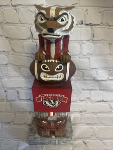 Wisconsin Badgers NCAA Tiki Totem Pole Garden Statue 15” Collectible- New - Picture 1 of 7