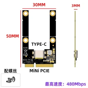 Type-C Expansion Card for Mini PCI-E Slot, Ultra-Thin, Compatible with USB Hubs - Picture 1 of 9