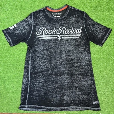 Мужская футболка Rock Revival размер Large черная с надписью Burn Out легкая  - Изображение 1 из 4