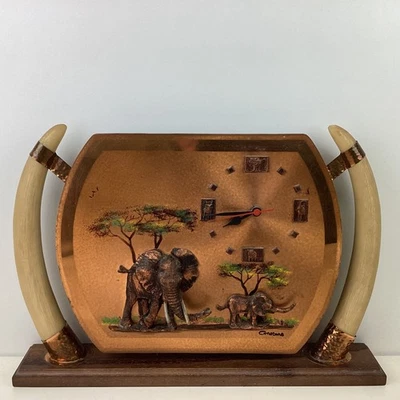 Vintage Gastone Elephant Copper and Resin Mantel Clock (Working) (X) S#594 - Image 1 of 4
