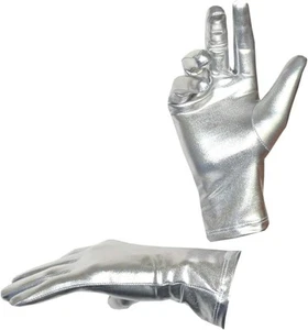 Seeksmile Adult Unisex Shiny Metallic Spandex Gloves Halloween Cosplay Silver  - Picture 1 of 1