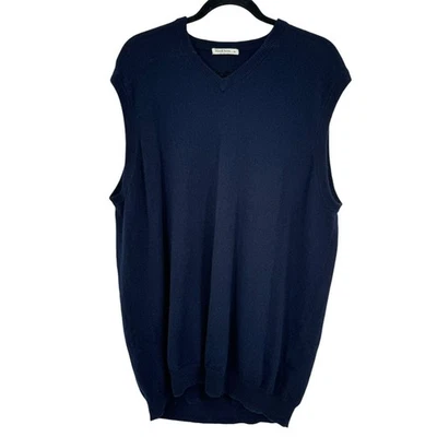 Chaleco Suéter WoolOvers Lana Merino Mezcla Cachemira Cuello en V XL Azul Marino Suave Cálido Foto 1 de 4