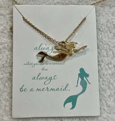 无品牌美人鱼金色吊坠项链新奇水标志 — 第 1/4 张图片