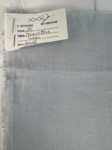 100% Linen Monet Blue 28 Count Cross Stitch Fabric  21X28 Needlework Unused - Picture 1 of 3