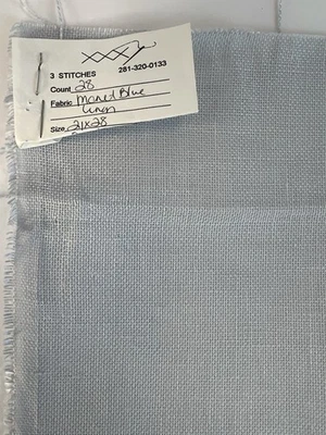100% Linen Monet Blue 28 Count Cross Stitch Fabric  21X28 Needlework Unused - Image 1 of 3