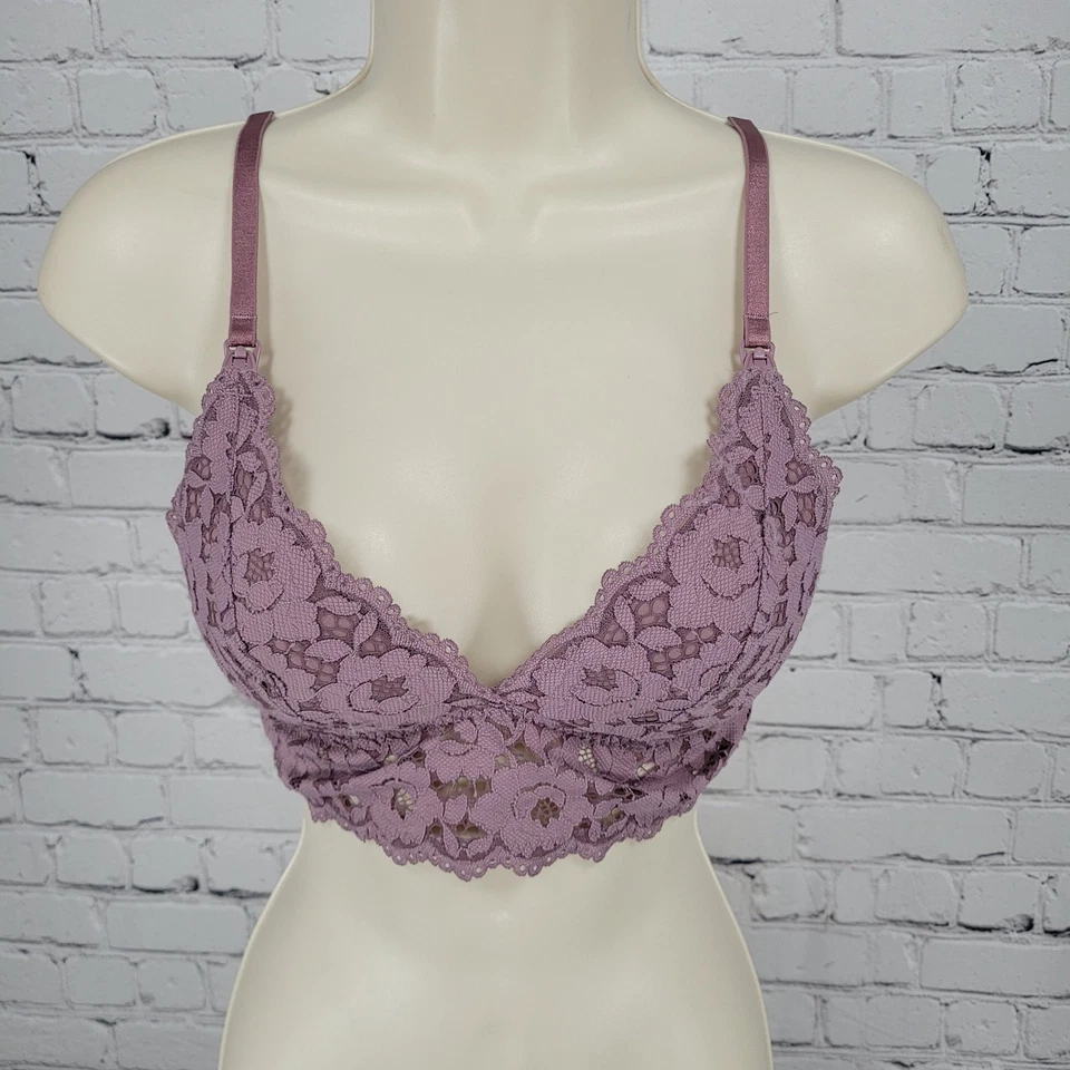 NWT Momanda Orchid Rose Purple Lace Lightly Padded Nursing Bra Size 32C - Image 1 of 4
