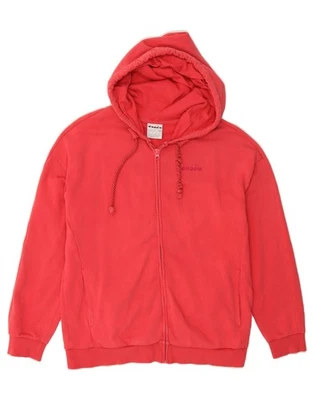 Suéter com capuz DIADORA masculino com zíper algodão vermelho médio CU61 - Imagem 1 de 3