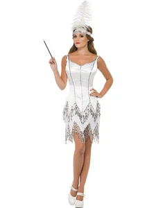 Adult 20s White Gatsby Jazz Flapper Costume  - Picture 1 of 5