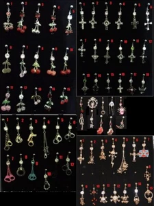 Edelstahl Kreuzschädel DANGLY Bauchstange Ring Körper Piercing 12 mm 14 g (B32) - Bild 1 von 6