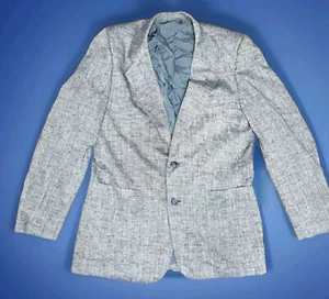 David Jones Mens Blazer Jacket size L 102cm Linen Blend Grey Fleck Fabric - Picture 1 of 10