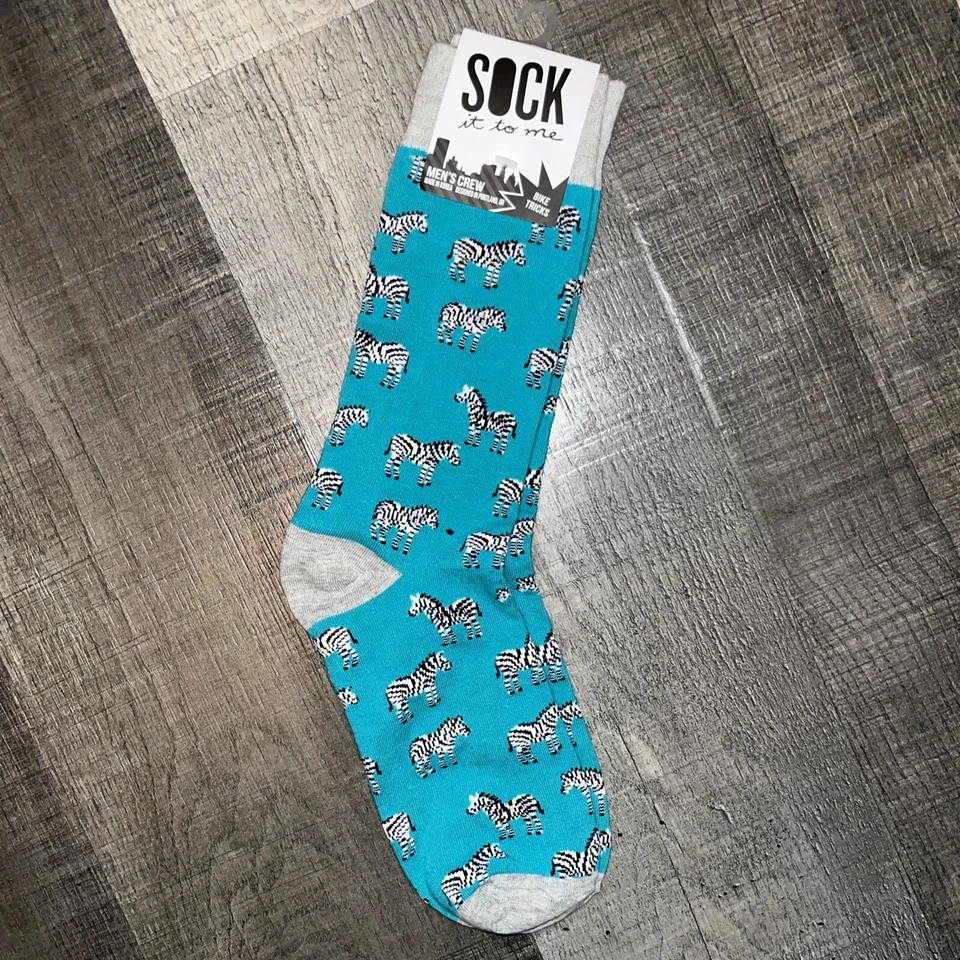 SOCK IT TO ME AZUL REPETIR CEBRA DOBLE LONGITUD NOVEDAD CALCETINES TRUCOS BICICLETA Foto 1 de 1