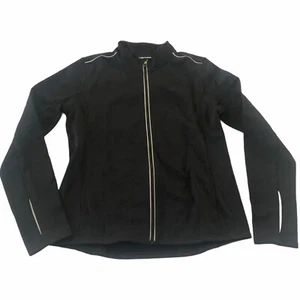 Lands End Girls XL 13 - 14 yr Black Track Jacket Zip fleece lined New #3725 - Picture 1 of 12