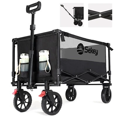 100KG Bollerwagen Faltbar Klappbar Handwagen Camping Strand Alle Gelände - Bild 1 von 4