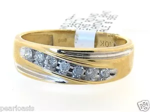 Genuine Diamond Ring Band for Men, 0.25CT, 10K Yellow Gold, Size 10.25, NEW - Picture 1 of 3