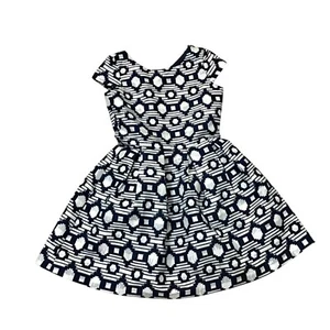 Little Girls Crazy 8 Navy/White/Silver Aztec Print Special Occasion Dress Size 1 - Picture 1 of 9