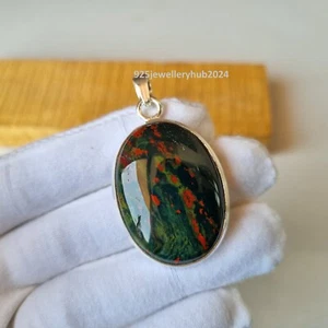 Bloodstone Gemstone Pendant 925 Sterling Silver Girlfriend GIft Pendant PG5483 - Picture 1 of 6