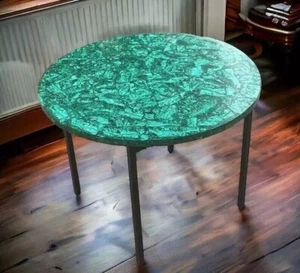 24" Classic Marble Round Coffee Table Top Random Malachite Stone Centerpiece Dec - Picture 1 of 8