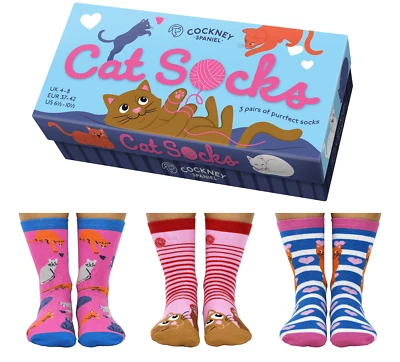 United ODDSOCKS Calcetín Gato Talla UK 4-8 Conjunto De Calcetines Para Mujer Gatitos Extraña Idea De Regalo Foto 1 de 4