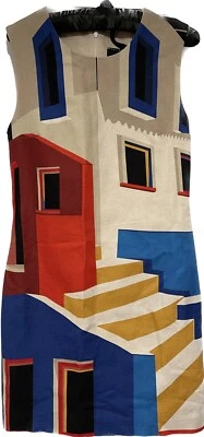 Vestido Longchamp Lápiz Sin Mangas Bloques de Color Mezcla de Lino Talla 38 Italia Impecable Foto 1 de 4