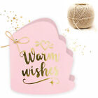 Warm Wishes Gift Card Tags Pastel Pink & Gold Foil Pack of 50 With Jute String