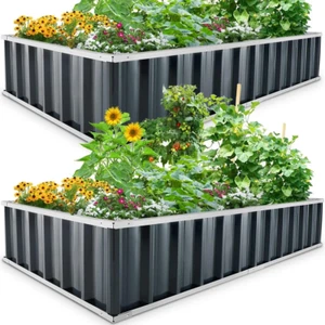 2-Pack 68" X 36" X 12" Raised Garden Bed Galvanized Steel Metal Planter Kit Box - Picture 1 of 12