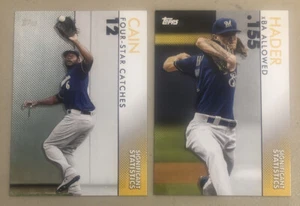 2020 Topps Series 2 Significant Statistics ⚾️Brewers • Lorenzo Cain & John Hader - Picture 1 of 6