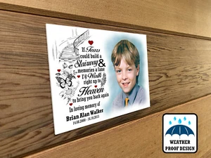 Outdoor Gedenkbank Plakette, personalisierter Foto Grabmal, Erinnerungsgeschenk - Bild 1 von 12