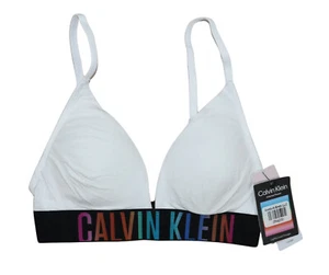 Calvin Klein Pride Intense Power Padded Microfiber Wire-Free Logo Womens Bra NWT - Picture 1 of 4