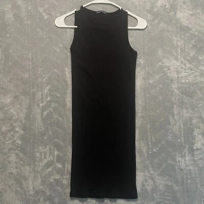 Brandy Melville Dress Womens OS Black Tank Ribbed Cotton Sleeveless Knee Length - Image 1 of 4