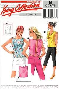 Neue Mode 22737 Sleeveless Tops w Back Ties, Hem & Neck Ruffles Sz 8-18 UNCUT - Picture 1 of 4
