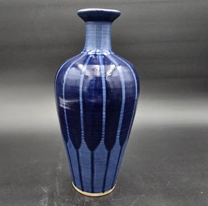 Amie Sophie Studio Art Pottery Vase Signed Blue 10" Handmade - Picture 1 of 10