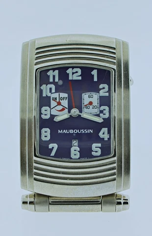 Vintage, Never Used Mauboussin Stainless Steel with Complications Travel Clock Cover