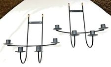 2 mid century WALL candle sconces black metal rattan mod Laurids Lonborg style