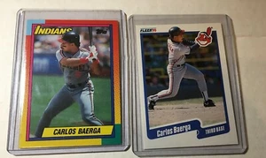 CARLOS BAERGA (2) NOVATOS 1990 TOPPS INTERCAMBIADO Y 1990 FLEER ACTUALIZACIÓN INDIOS  - Imagen 1 de 1