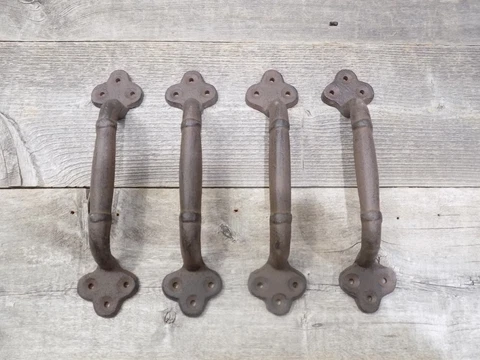 4 Rustic Cast Iron Antique Style Restore Barn Handles Gate Pull Door Handle Cover