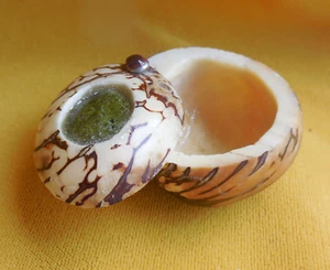 Unakite Tagua Nut Stash Pill Box Trinket Case Keepsake Ring Box Cruelty Free - Picture 1 of 10