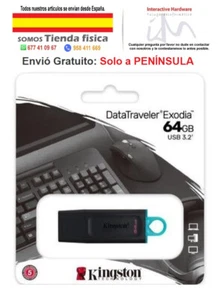 Pen drive 64 GB Kingston DataTraveler Exodia USB 3.2 (PENDRIVE 64GB ) - Imagen 1 de 1