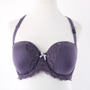 Victoria's Secret NEW Sz 34DD Purple Lace Trim Convertible Strap Nylon Blend Bra - Picture 1 of 15