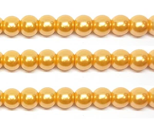 6mm 150pcs, 8 mm/100pcs Orange Round Pearl Imitation Faux Pearl Glass Beads - Picture 1 of 5