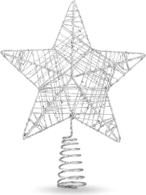 Punta a Forma Di Stella per Albero Di Natale - Decorazione Natalizia (Argento) - Immagine 1 di 4