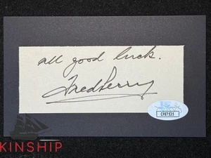 Fred Perry signed Cut Adhered on 3x5 Index Card JSA COA Rare Tennis Auto I226 - Picture 1 of 1