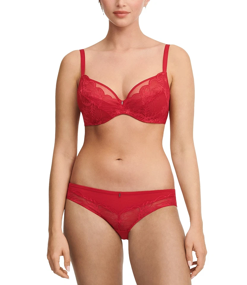Chantelle Womens Midnight Flowers T-Shirt Underwire Bra Scarlet Red 32C NWT 12N1 - Image 1 of 1