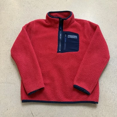 Lã Vineyard Vines Sherpa meio zíper vermelho masculino tamanho P 8 - 10 - Imagem 1 de 4