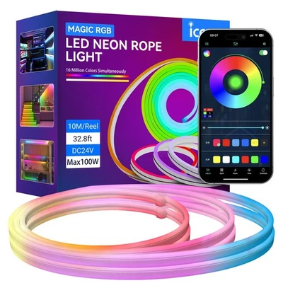 65.6FT 20M Addressable Neon Rope Light, WS2811 RGB LED Chasing Digital Strip ... - Image 1 of 4
